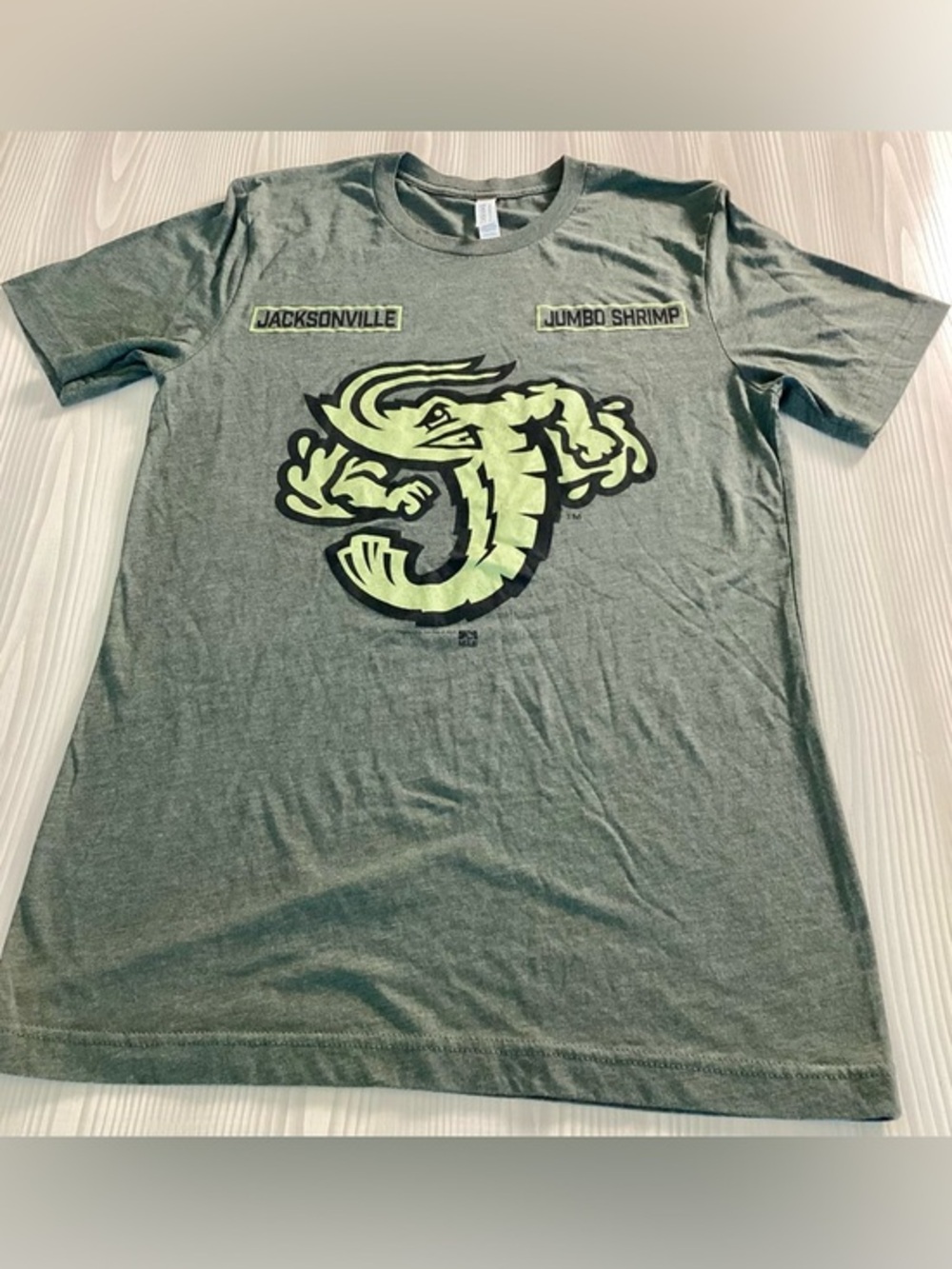 Jacksonville Jumbo Shrimp MiLB 2022 Bella + Canvas Olive Gray T-Shirt Med Unisex